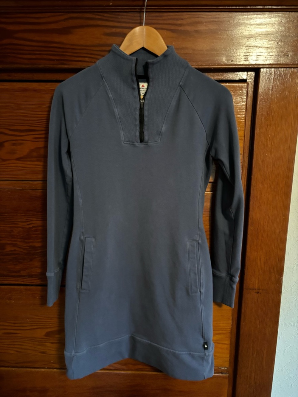 American Giant Zip-Up Dress in Slate Blue, Size XS